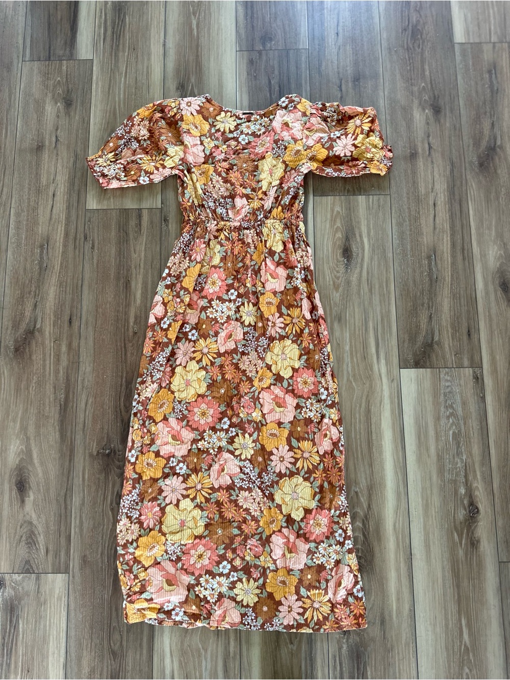 Billabong x the salty blonde puff sleeve seersucker maxi dress size XS - Picture 5 of 6